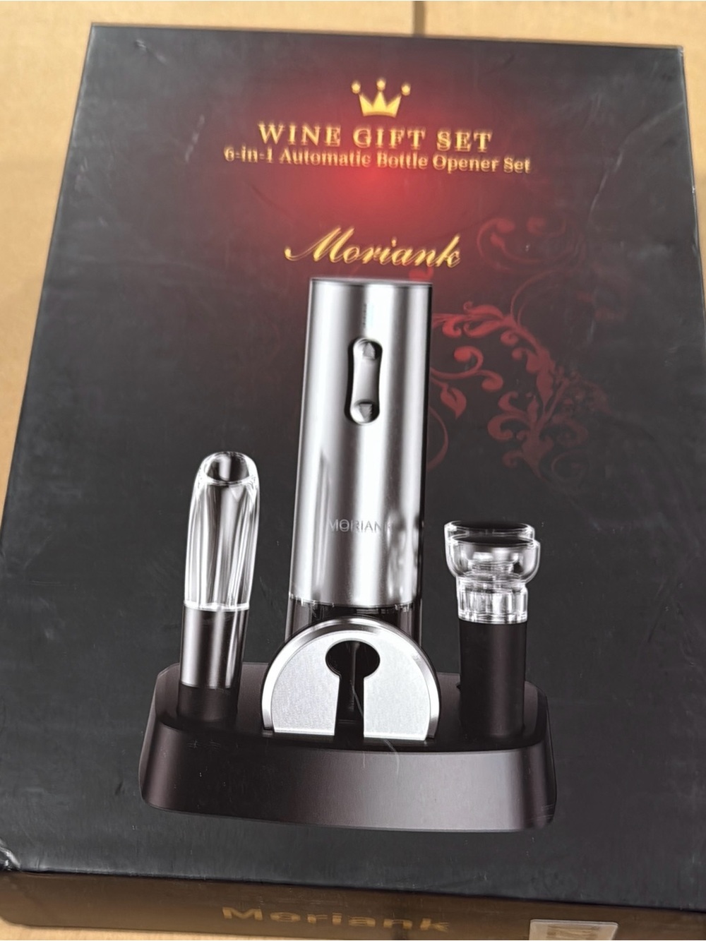 Moriank Wine Gift Set Electric Bottle Opener - Silver & Black